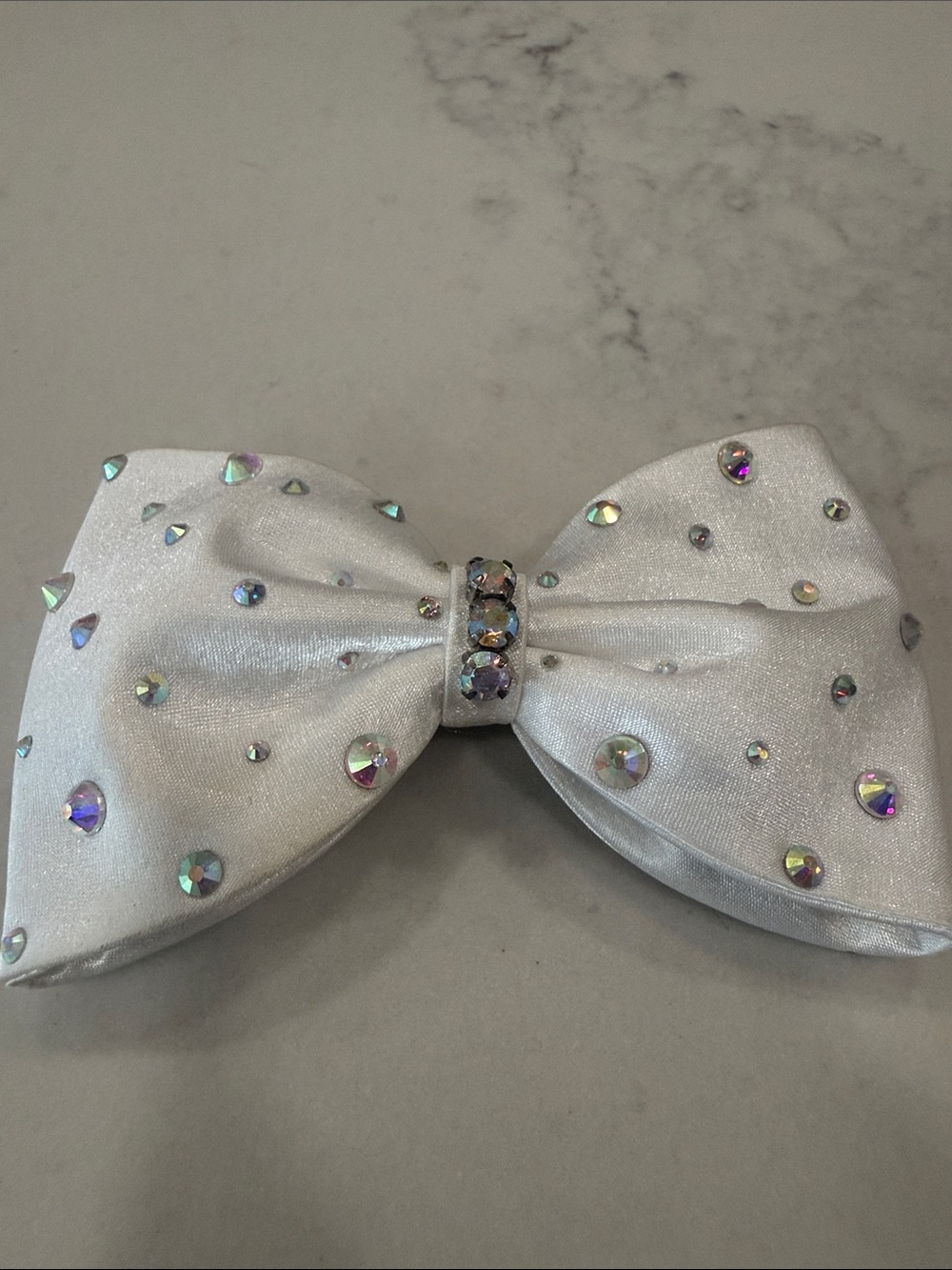 White Iridescent Crystal Bow Hair Clip by Bows of London